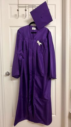 Purple Graduation Gown and Cap, Sz 6'01"- 6'03"