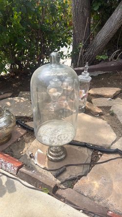 Large Glass Cloche Bell Jar with Pedestal Base