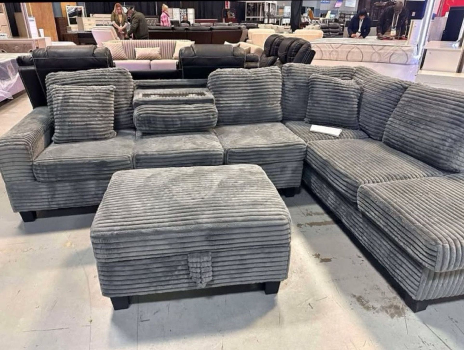 Sectional With Ottoman Available For Fast Delivery