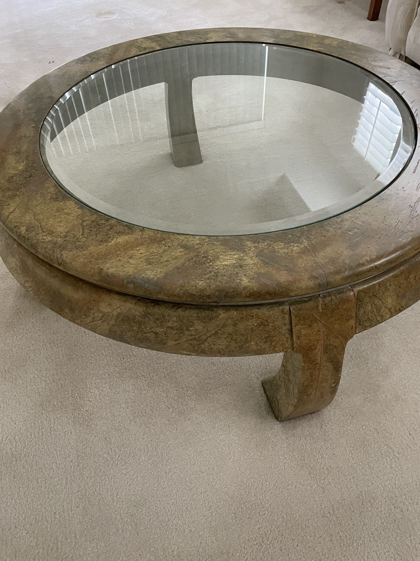 Round Glass  Top Coffee Table