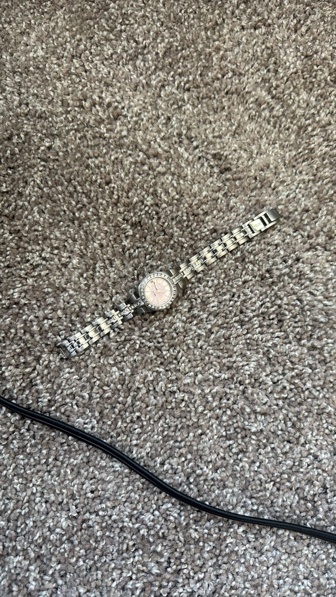 pink silver watch