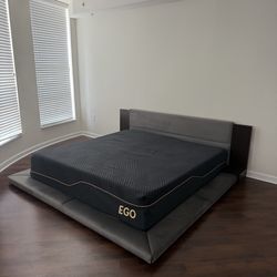 King Bed + Memory Foam Mattress – Complete Setup w/ Storage Headboard