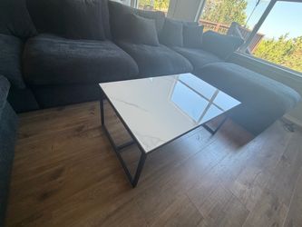 Modern White Marble-Look Coffee Table – Like New – Moving Sale!