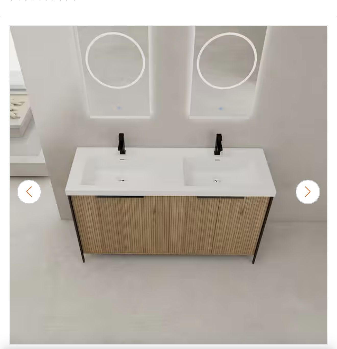 Bathroom countertop with two integrated sinks. New Wall-Mounted Double Bathroom Vanity Set