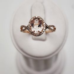 14k Rose Gold Morganite & Diamond Ring
