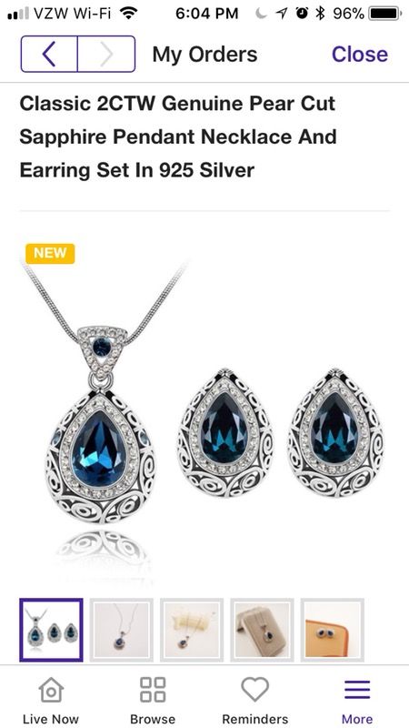 Brand new sterling silver sapphire pendant necklace and earrings set