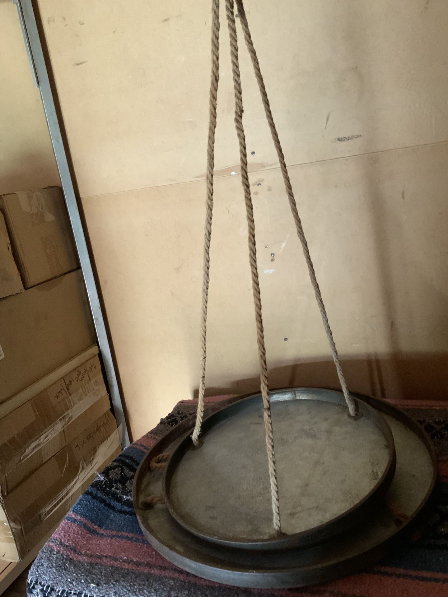 Round Metal Tray Rope Plant Hangers Bird Feeders