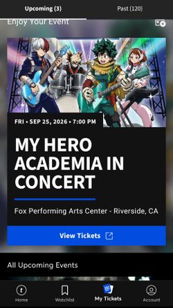 2 tickets for My Hero Academia in Concert