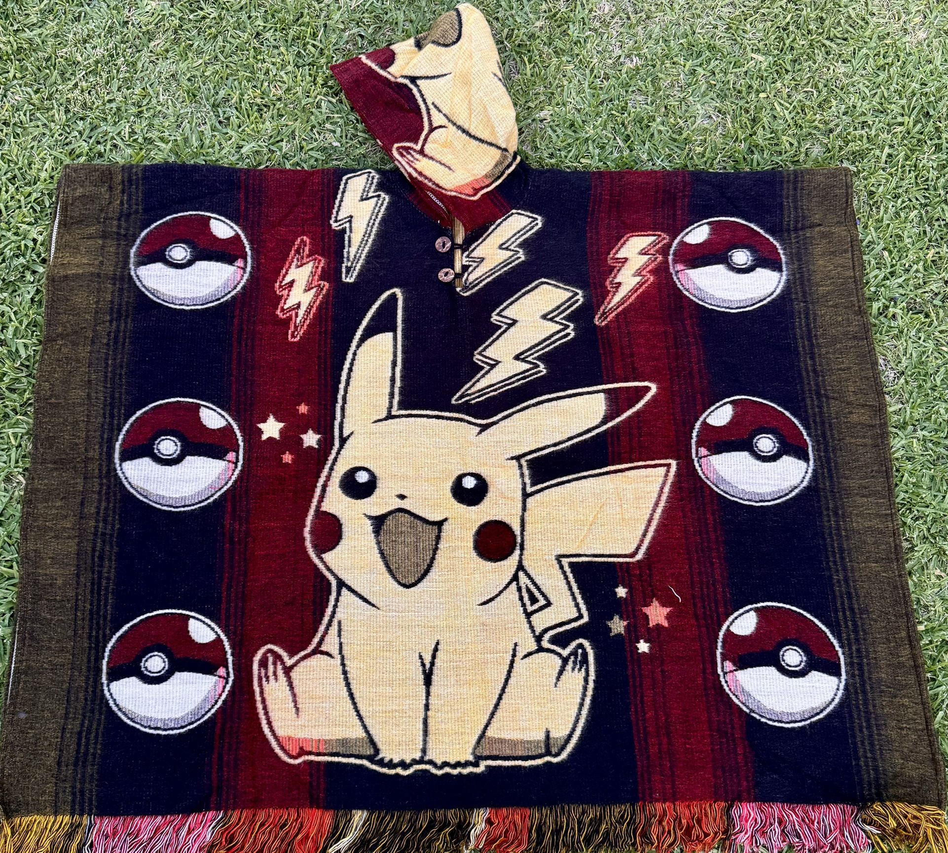 Pikachu Adult Size Placa Poncho, Unisex, One Size