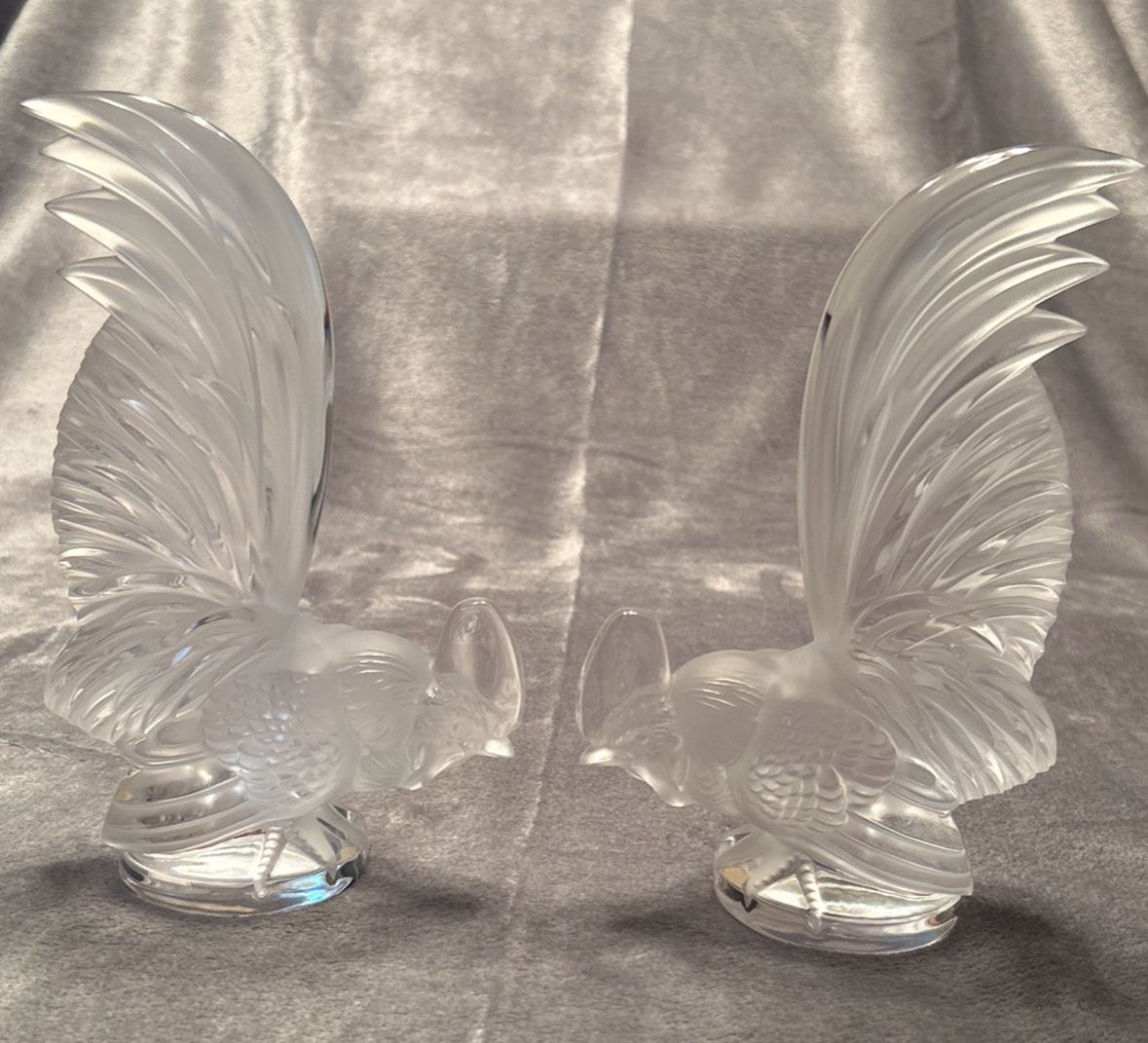 Lalique Rooster Figurines/ Paperweights 
