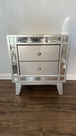 Grey Mirrored Nightstand 