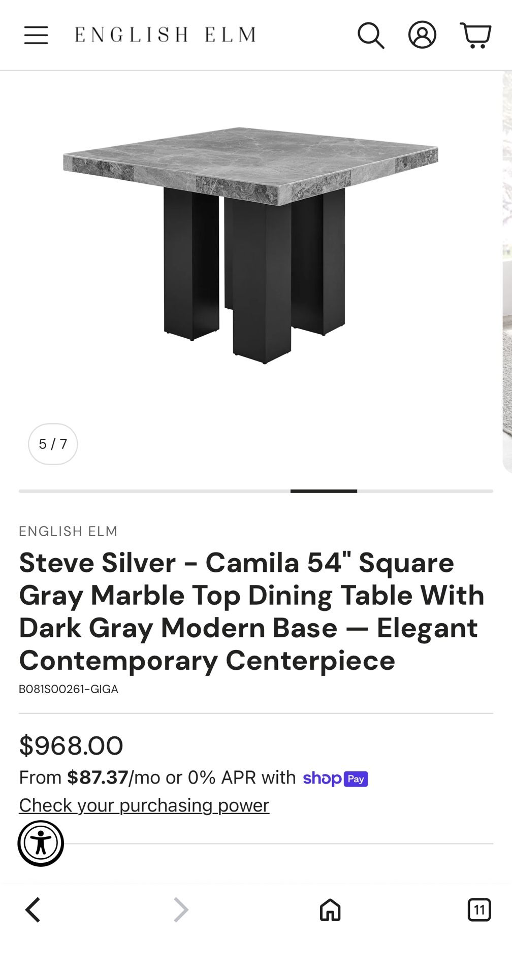 Solid Marble dining Table W/Chairs