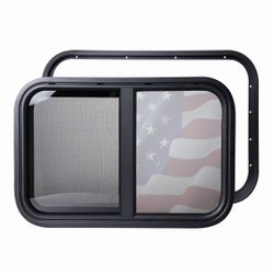 RV Window | 24" W x 15" H | Teardrop Style | Horizontal Sliding Replacement Glass &Trim Set