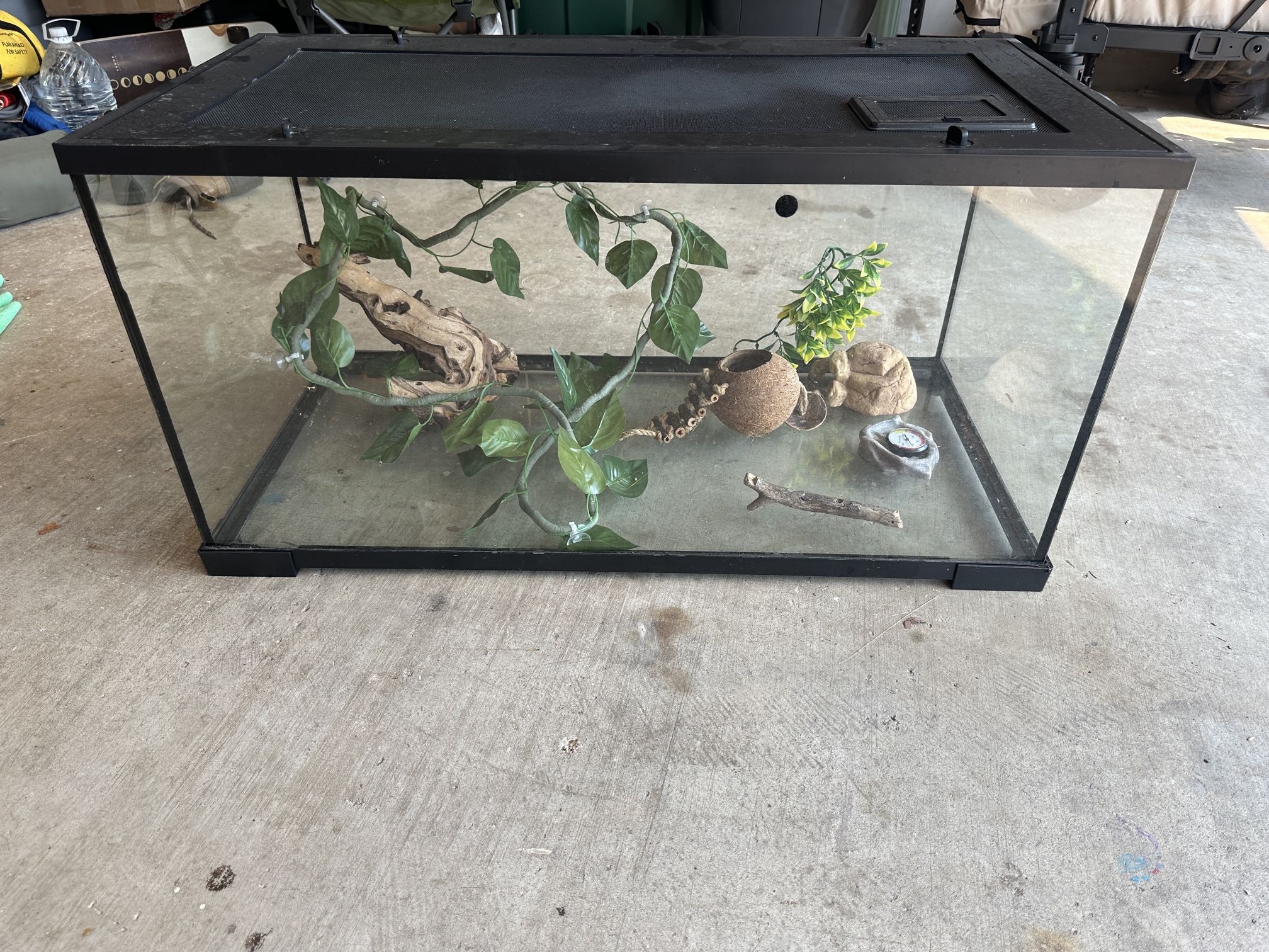 Reptile tank with accessories