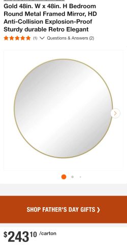 Gold 48in. W x 48in. H Bedroom Round Metal Framed Mirror, HD Anti-Collision Explosion-Proof Sturdy durable Retro Elegant