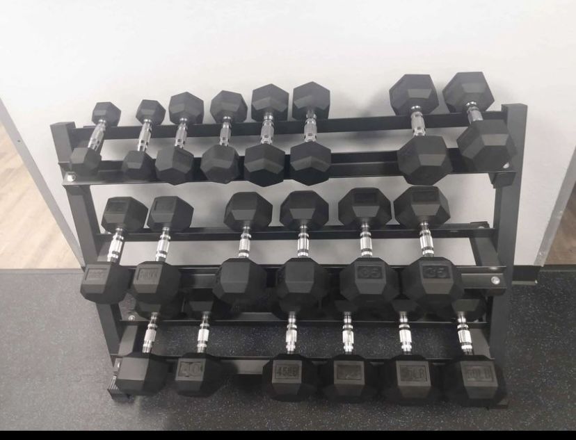 All Brand New Rubber Hex Dumbell Sets