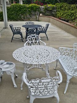 Outdoor patio garden chair table backyard wrought iron furniture