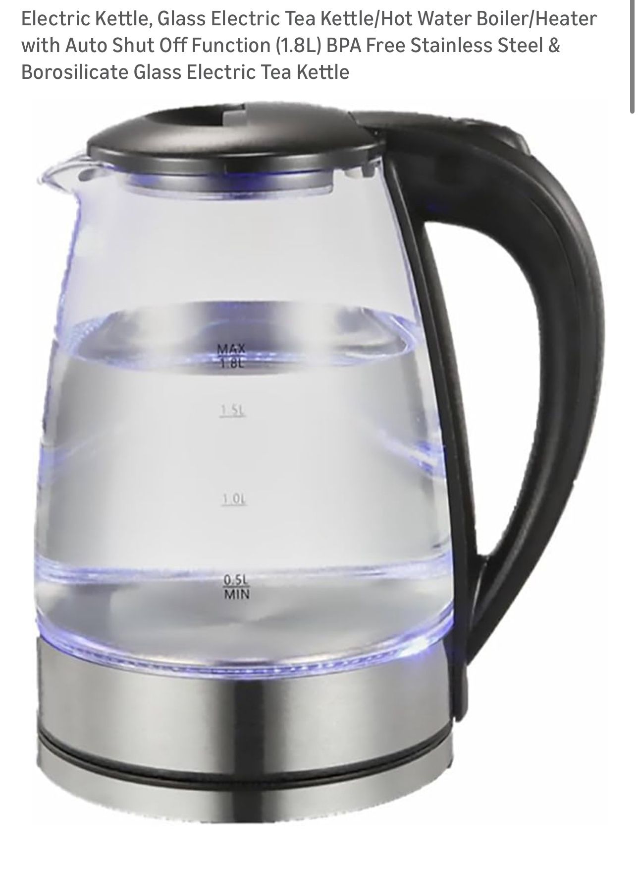 Electric Kettle, Glass Electric Tea Kettle/Hot Water Boiler/Heater with Auto Shut Off Function