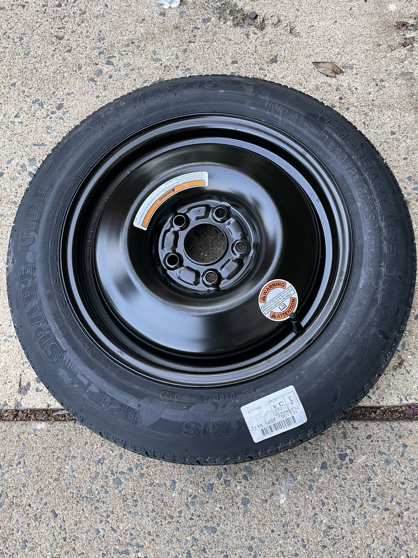 2022 Nissan Altima Universal Spare Tire New