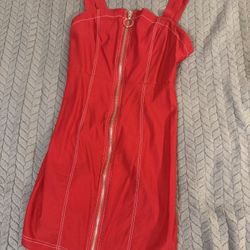 Red mini dress with zipper detail In Size 0X