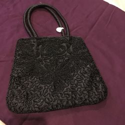 Black beaded evening bag
