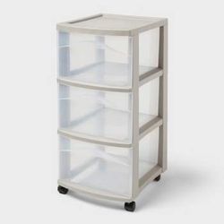 Bundle of 4 - Medium 3 Drawer Cart - Spaceship Gray - Brightroom™
