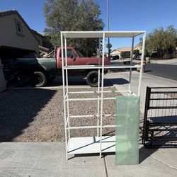 White shelf with glass shelves