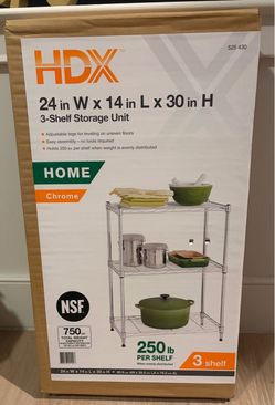 HDX 3 Shelf Storage Unit - Chrome Unopened Box