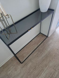 Modern Black & Gold Glass Console Table – $60