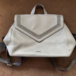 DKNY Women’s Gray Ziggy Convertible Leather Backpack – New!