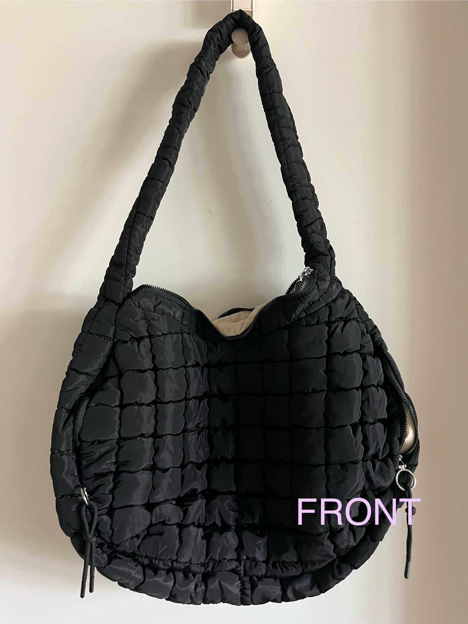 Brand New - Trendy Quilted Puffer Tote in Black