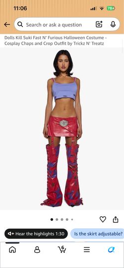 Dolls Kill Suki Fast N’ Furious Halloween Costume - Cosplay Chaps and Crop Outfit by Trickz N' Treatz