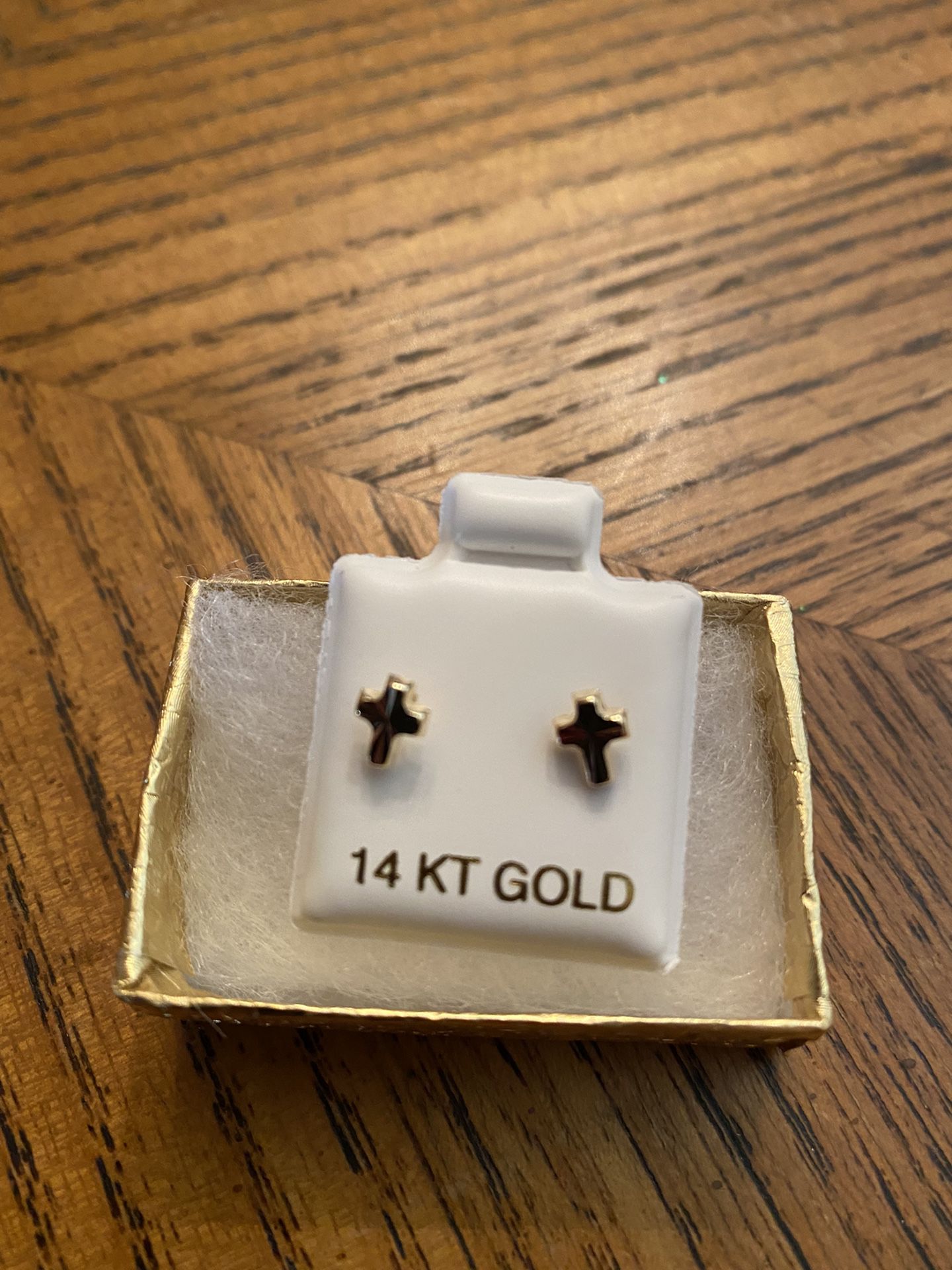 14 KT Gold Cross Earrings 