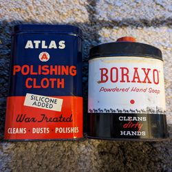 Vintage Boraxo And Atlas Tins