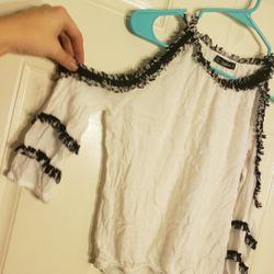 Off the shoulder fringe blouse