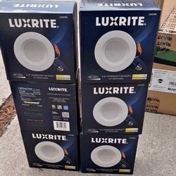 Luxrite White 5-in or 6-in 1100 -Lumens Switchable Round Dimmable LED Wet rated Recesse.... 6 pcs