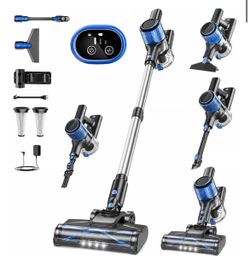 VOKENE Cordless Vacuum Cleaner, 8 in 1 Powerful Suction Lightweight Vacuum Cleaner for Home, LED Display, 3 Suction Modes, 45Mins Detachable Battery V