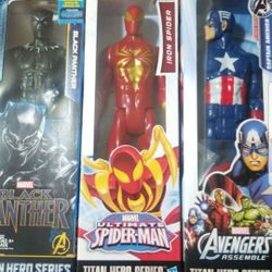 3 Kid's Toy's Marvel Spiderman Captain America Black Panther