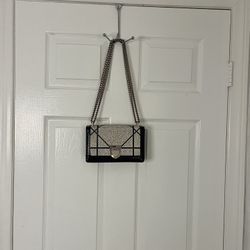 Silver Rhinestone Black Bag