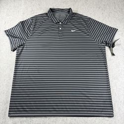 NWT Nike Polo Shirt Striped Dri Fit Men 3XL Gray Black