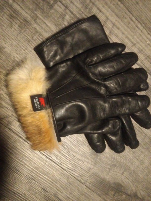 fratelli Orsini leather fur lined gloves