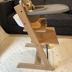 Stokke Tripp Trapp High Chair with tray and storage bin