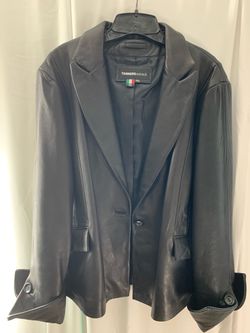 Tanners Avenue Black Leather Blazer 2XL