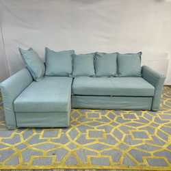 ( Delivery Available ) Ikea Holmsund Light Blue Sectional Couch Sleeper & Storage