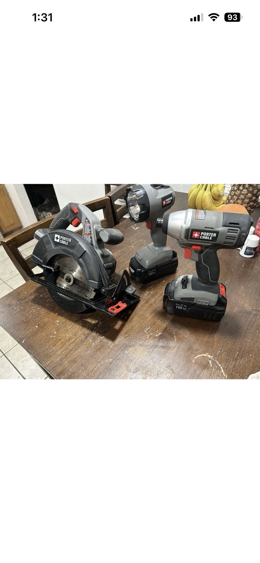 Porter Cable Drill, Saw, Flashlight Set