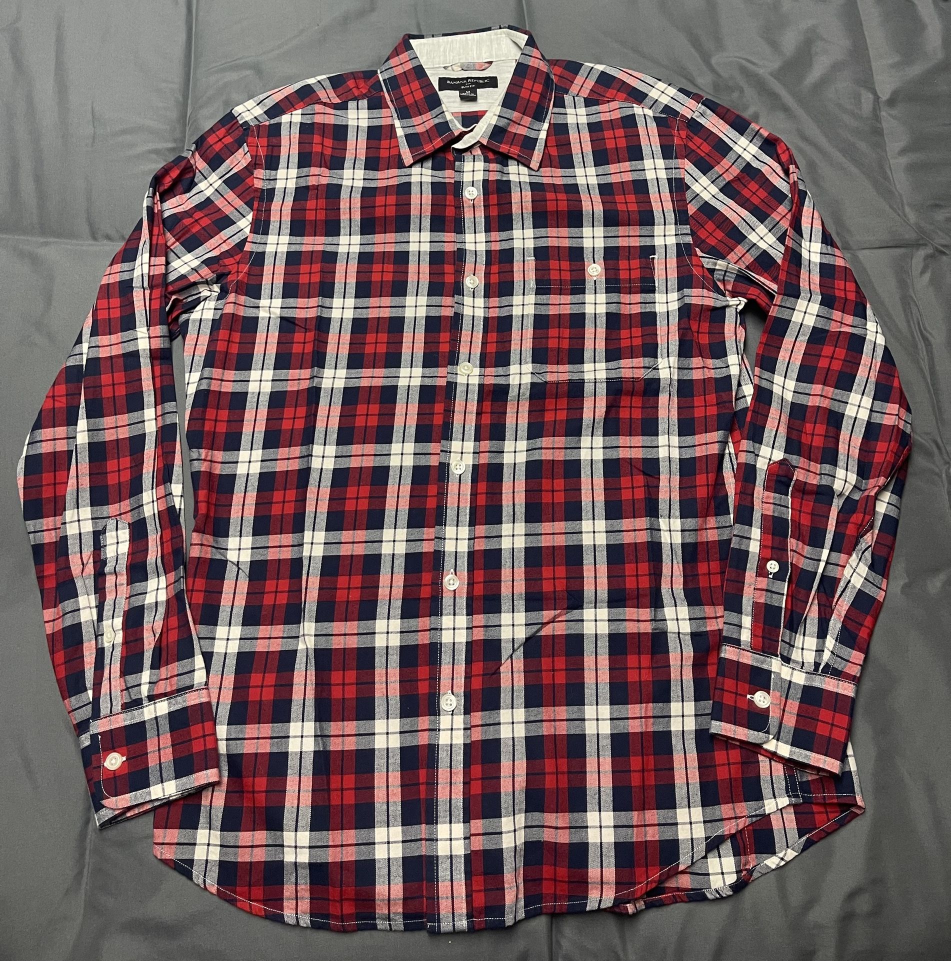 Men’s Banana Republic Slim Fit Plaid Button Up Shirt - Size Medium