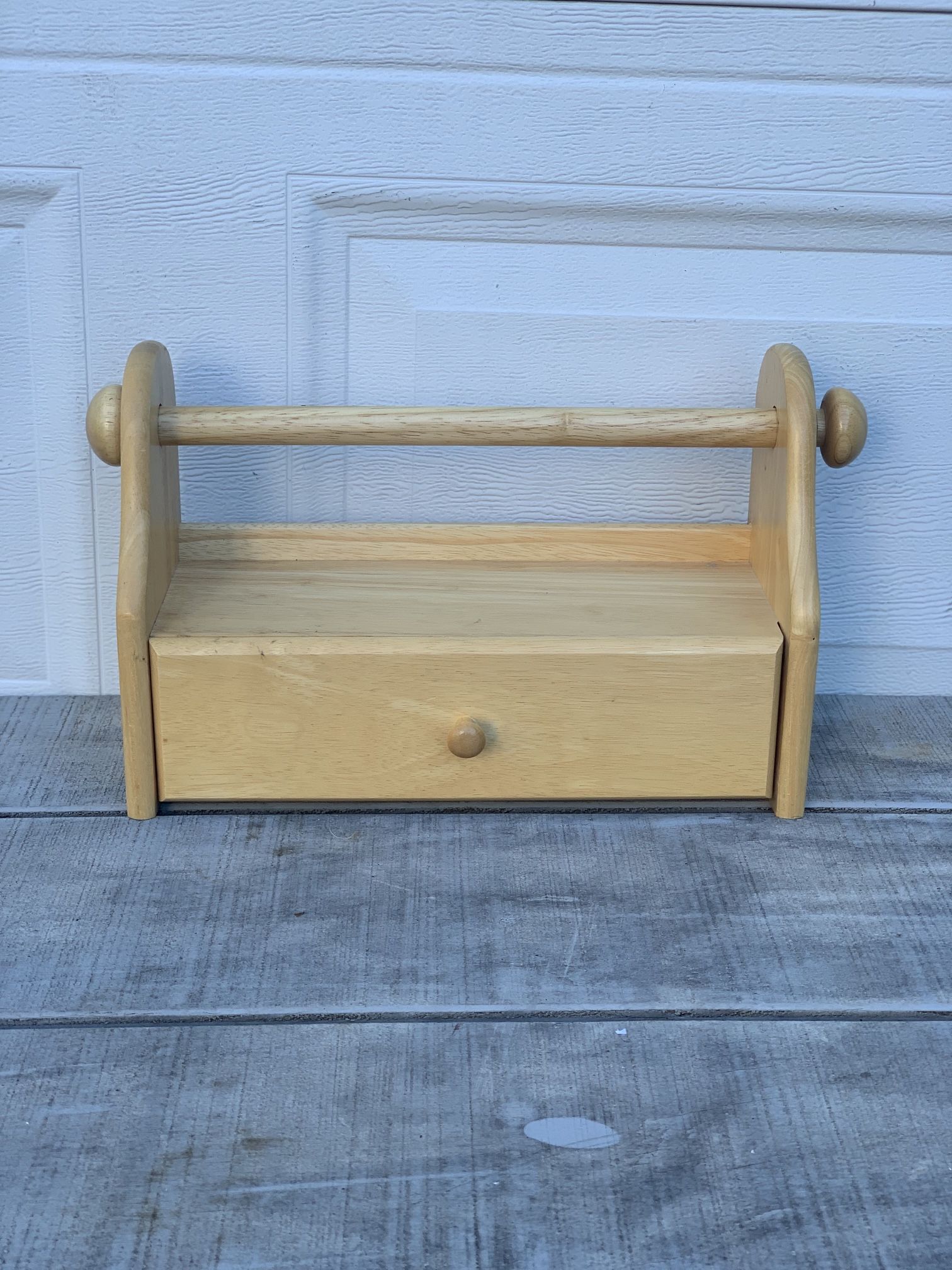 Pomerantz Solid Wood Hanging/Free Standing Shelf Drawer & Towel Bar Thailand 16”