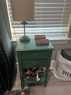 Two green end tables