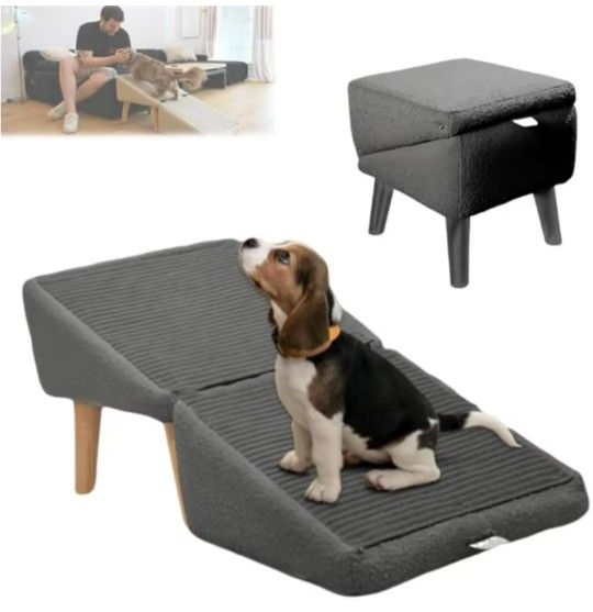 Split Ottoman Dog Ramp, All-in-One Lightweight Folding Pet Ramps Stairs for Couch, 14.5" Dog Chair for Bed, Couch, Pet Steps Large and Small Dogs, Out