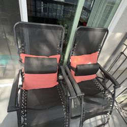 2 Zero Gravity Patio Chairs w/ Pillows